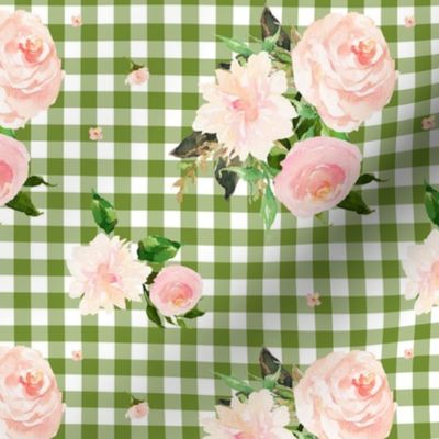 Floral Swan Mix &  Match Green Gingham