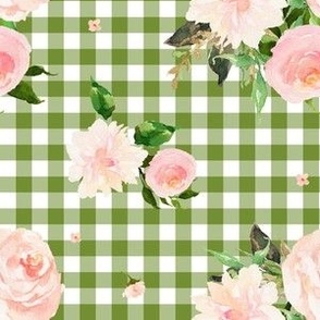 Floral Swan Mix &  Match Green Gingham