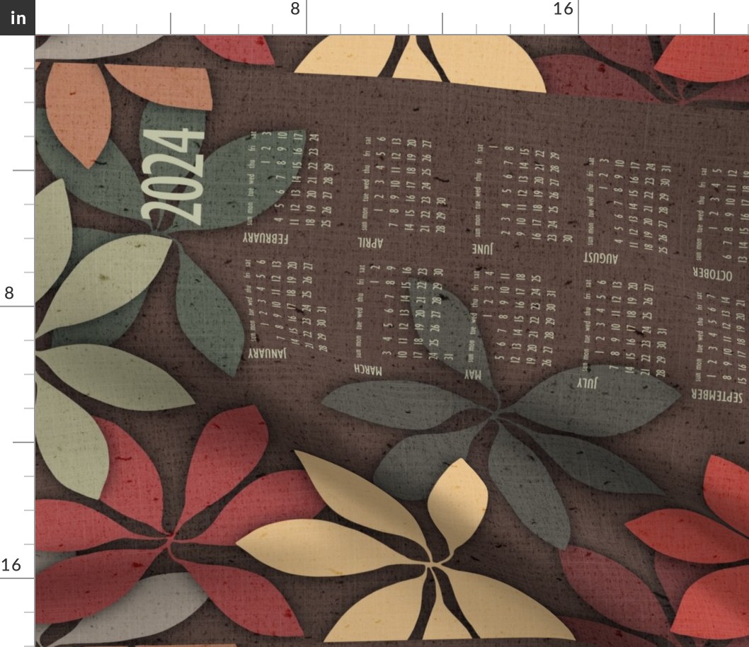lillium leaf calendar 2014 - earthy botanical calendar - tea towel and wall hanging