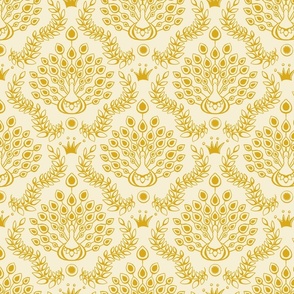 two-tone peacock damask on light amber | medium