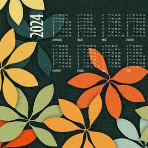 lillium leaf calendar 2014 - vintage botanical calendar - tea towel and wall hanging
