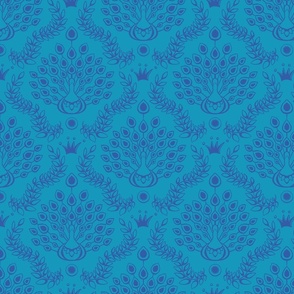 two-tone peacock damask cobalt on caribbean blue | large