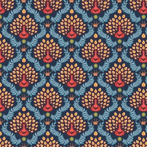 colorful peacock damask | small