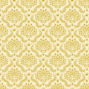 two-tone peacock damask on light amber | small