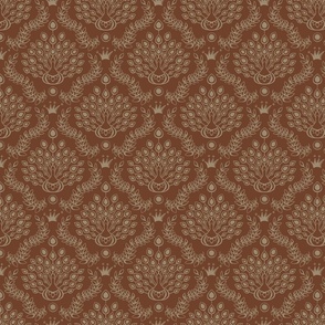 peacock damask mushroom on cinnamon | small