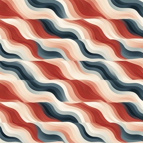 Patriotic Waves: Abstract Pattern with Mid-Century Charm - waves (1)