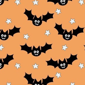 Halloween bats with fun faces in orange 6 inch