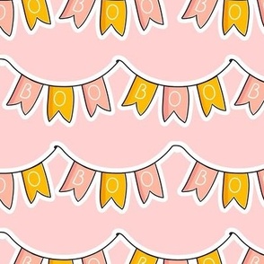 Boo Halloween bunting flags pink 10 inch