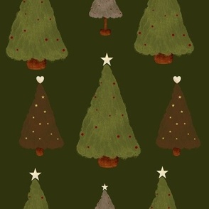 Holiday Trees | Soft Hand-drawn Simple Trees | Medium Scale
