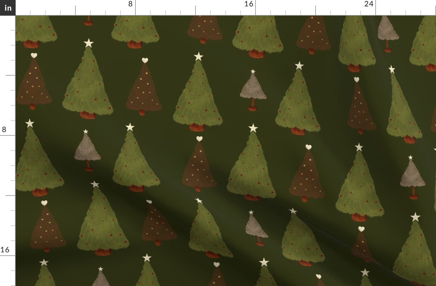 Holiday Trees | Soft Hand-drawn Simple Trees | Medium Scale