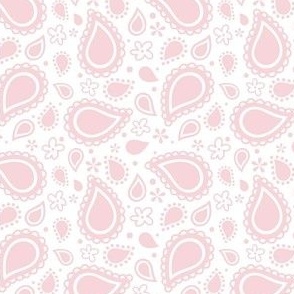 Small Scale Playful Paisley Bandana Cotton Candy Pink on White