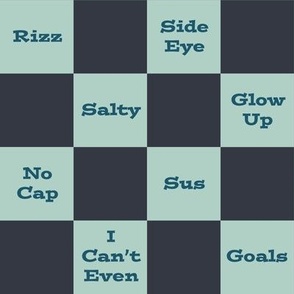 Slang Checkerboard in Aqua, Teal and Navy Blue