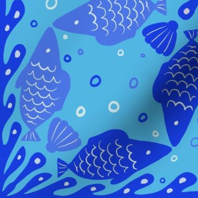 blue lake tiling with fish by rysunki_malunki