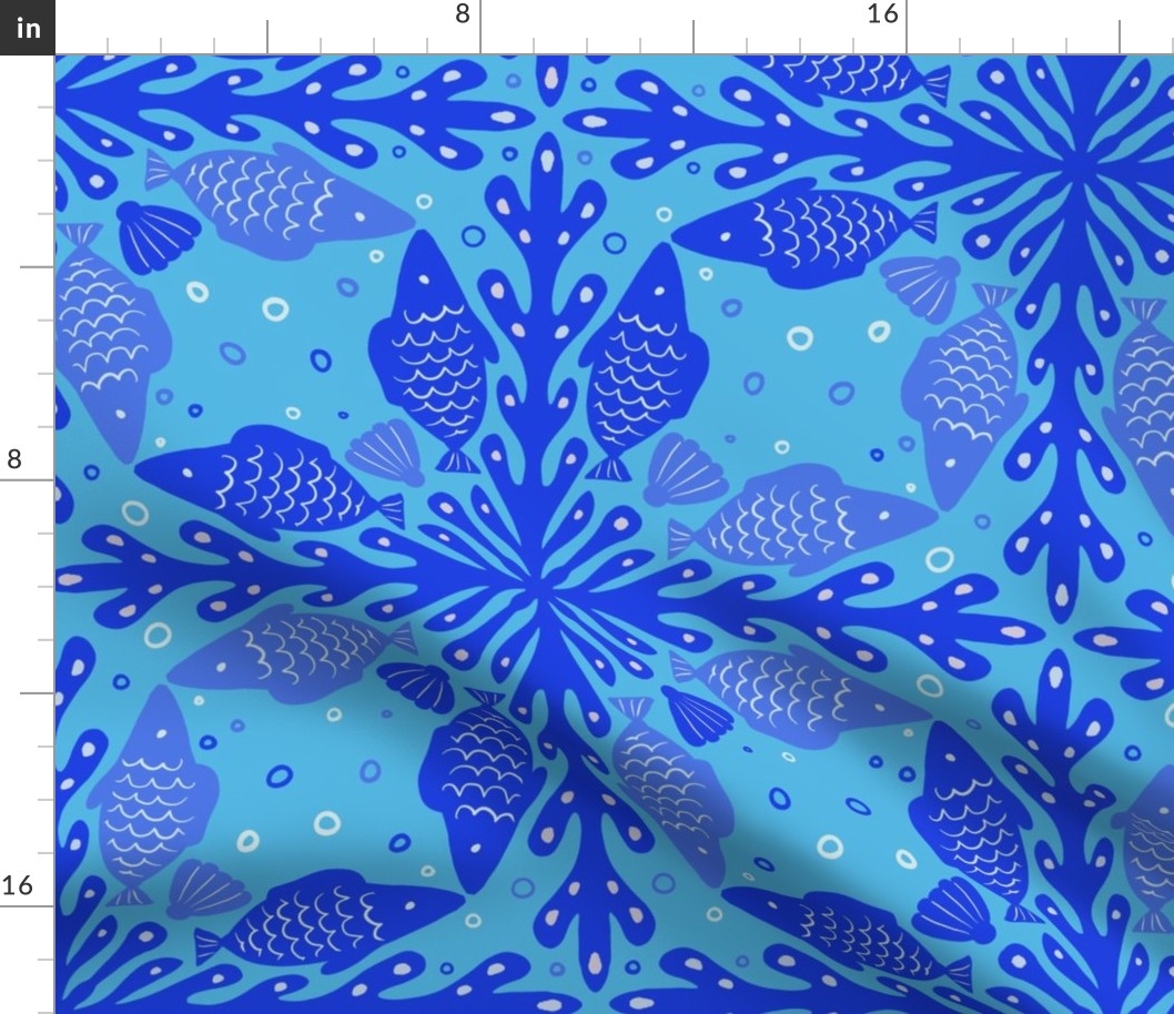 blue lake tiling with fish by rysunki_malunki