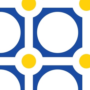 Cobalt and Yellow 1600, v01; Bold Minimalism—circles, polka dots, stripe, checker, check, checkerboard, elegant, kitchen, towel, bedroom, sheets, duvet, blanket, curtain, wallpaper