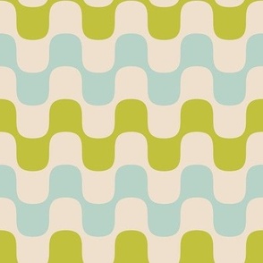 Retro Wavy Stripes Green and Blue