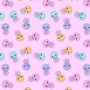 Cute rainbow jellyfish on pink