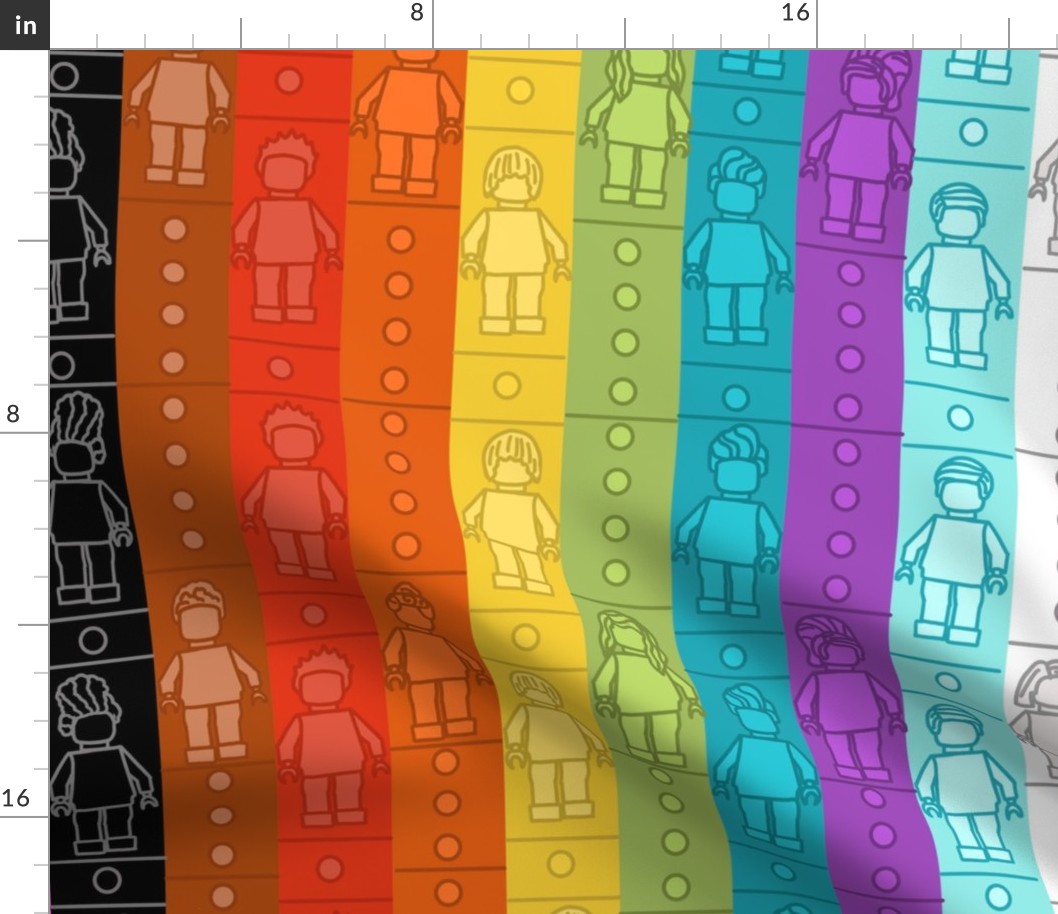 Building blocks rainbow stripes and little people - Large