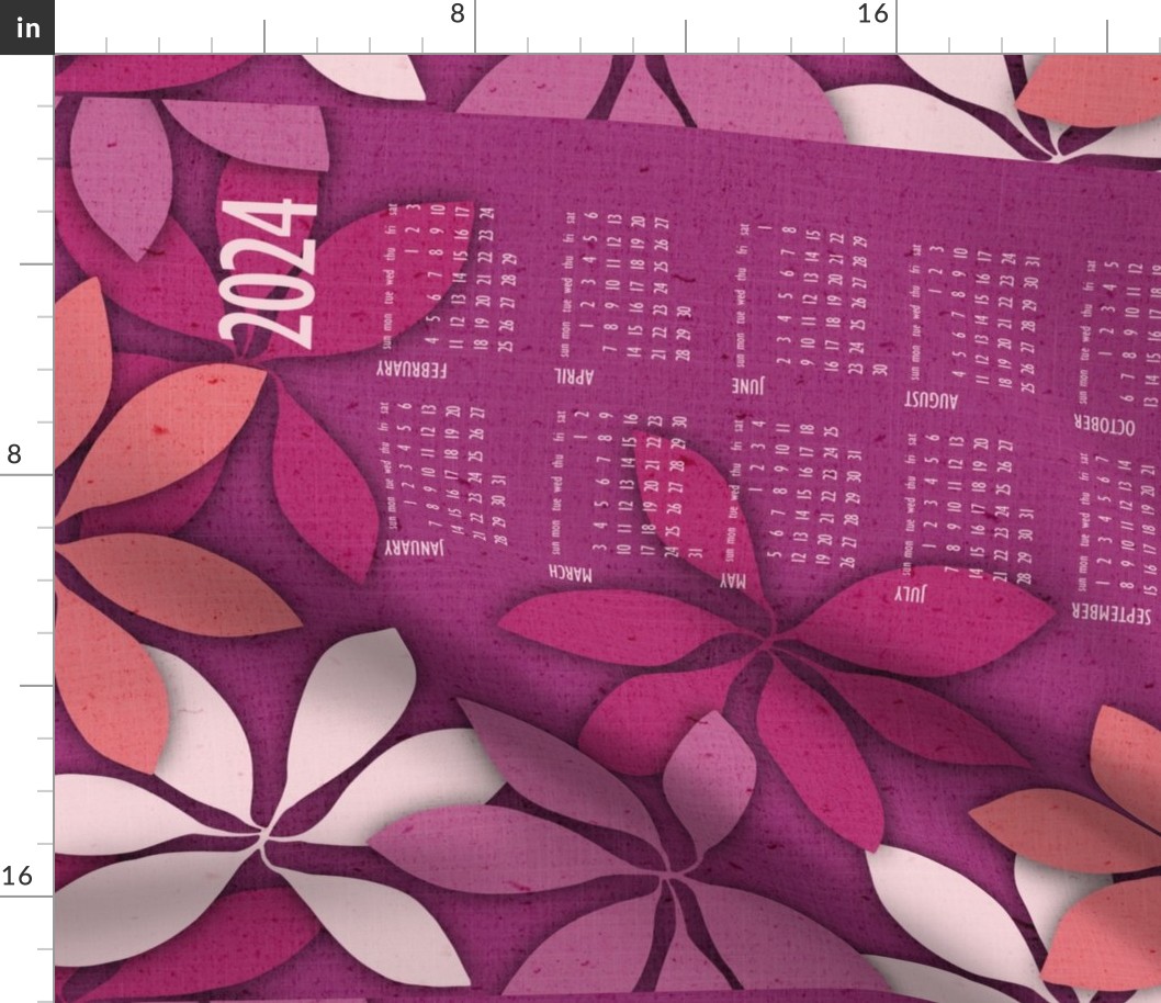 lillium leaf calendar 2014 - berry botanical calendar - tea towel and wall hanging