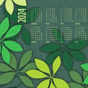 lillium leaf calendar 2014 - emerald botanical calendar - tea towel and wall hanging