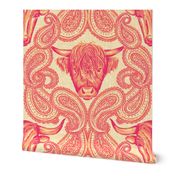 Paisley Cows - 6" medium - pink sherbet 