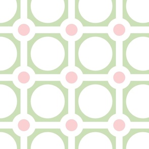 Preppy Green and Pink Bold Minimalism, 800, v01; mid-century modern, table linens, wallpaper, tablecloth, sheets, bedding, kitchen, blanket, green and pink, green, pink, preppy, bold, minimalism, circle, square, round,