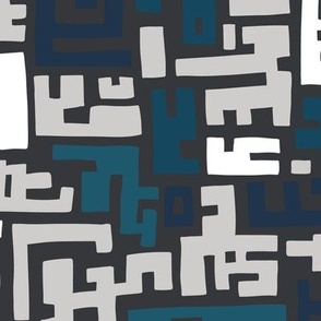  Maze Multi Jumbo -  gray, teal, navy, black, white