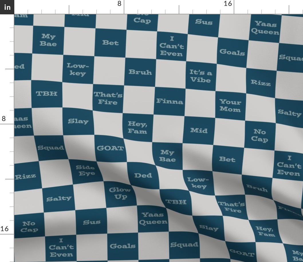 Slang Checkerboard in Teal and Cement Gray