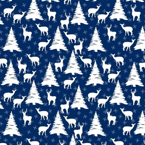 Deer Winter Wonderland Retro Christmas Cotton Fabric Quilt Fabric ABA116