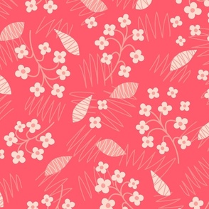 Cute hand-drawn Florals in Radiant Reds and Pinks