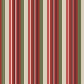 Variegated Stripes |  Vintage Christmas - Mistletoe Green, Cranberry Red, Beige, holiday print, modern, retro, vintage, vertical, holiday gifts, holiday decor, holiday linens