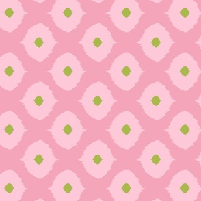 Moroccan Ikat Eyes - pink and green,