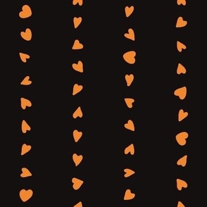 M | Love Heart Vertical Stripes in Pumpkin Orange on Spooky Black Duotone Cute Kids Valentine and Halloween Simple Blender