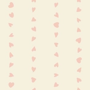 M | Love Heart Vertical Stripes in Dusky Pink on Creamy White Duotone Cute Kids Valentine and Halloween Simple Blender 
