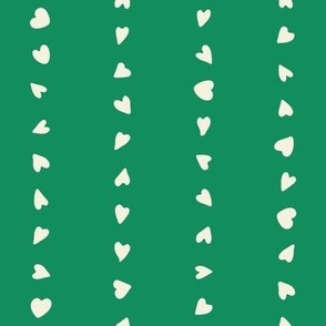 M | Love Heart Vertical Stripes in Creamy White on Monster Green Duotone Cute Kids Valentine and Halloween Simple Blender