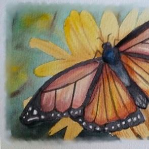 Monarch butterfly on a dandelion painting art tea towel/Wall hanging 