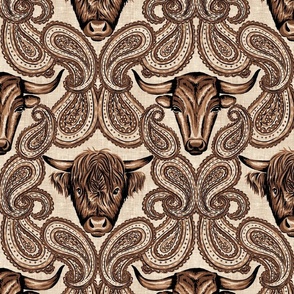 Paisley Cows - 12" large - black and coffee brown 