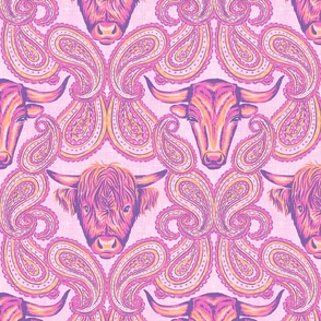 Paisley Cows - 12" large - Purple orchid 