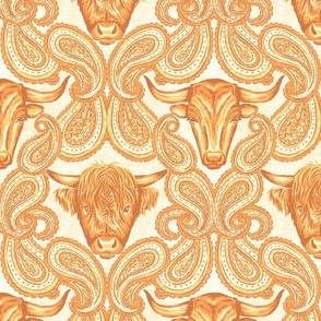 Paisley Cows - 12" large - marigold 