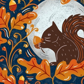 Moonlight Squirrel Fall Feast wallpaper scale
