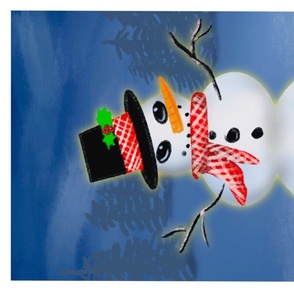 Christmas Snowman art Tea towel