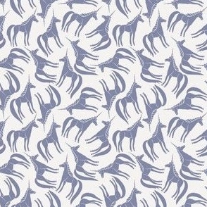 Whimsical Tossed Periwinkle Purple Unicorns on White - Small - 3x3