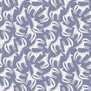 Tossed White Unicorns on Purple - Small - 3x3