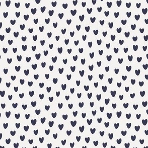 Medium Scale - Hand Drawn Valentine Hearts - Dark Plum Purple Hearts on White