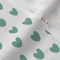 Hand Drawn Valentine Hearts - Aqua Green Hearts on White  - 12x12 inch repeat - Large
