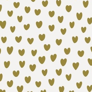 Hand Drawn Valentine Hearts - Olive Green Hearts on White - 12x12 inch repeat - Large