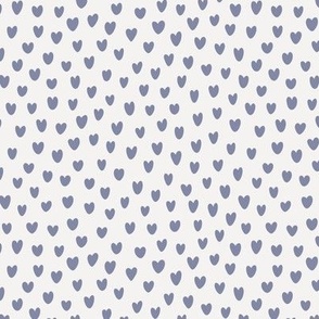 Medium Scale - Hand Drawn Valentine Hearts - Periwinkle Hearts on White
