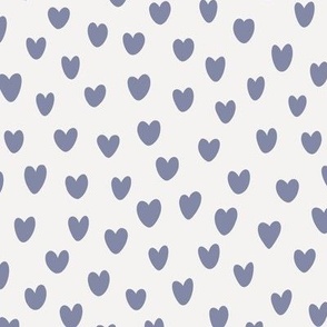 Hand Drawn Valentine Hearts - Periwinkle Purple Hearts on White - 12x12 inch repeat - Large Scale