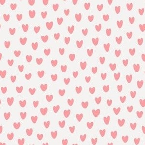 Hand Drawn Valentine Hearts - Cupcake Pink Hearts on White - 6x6 inch repeat - Medium