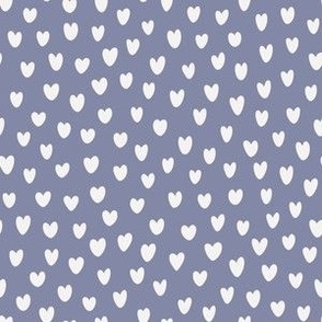 Hand Drawn Valentine Hearts - White Hearts on Periwinkle Purple - 6x6 inch repeat - Medium